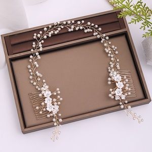 Bridal hair comb floral pearl crystal Tiara hair accessories.